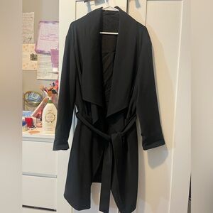 ALL SAINTS Black Trench Coat 100% SILK